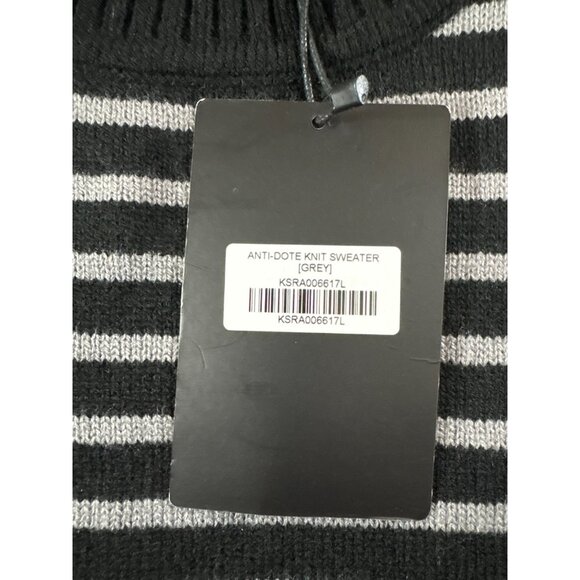 Killstar X Avril Lavigne anti-dote knit striped sweater sz L color Grey NWT Y2K - Picture 8 of 10